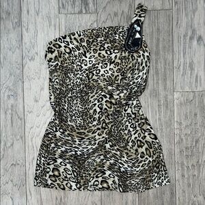 Vintage Leopard Print Asymmetrical Top